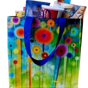 Funky flowers reusable shopping bag